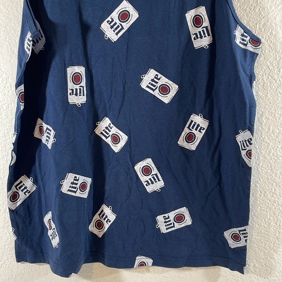 Miller Lite Beer Blue All Over Logo Graphic Tank Top Sleeveless Men's Size Large - Picture 3 of 7
